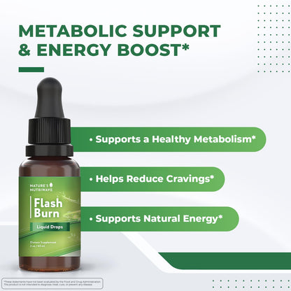 Flash Burn – Natural Plant-Based Liquid Supplement with Maca, Grape Seed, Green Tea & Ginseng – Made in USA, Non-GMO, Gluten-Free, Dairy-Free, Vegetarian - 2 Fl Oz (40 mL), 1 Month Supply Nature’s NutriWaveBuy Supplements Australia