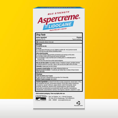 Aspercreme Essential Oils Lidocaine Pain Relief with No-Mess Roll-On Applicator, Max-Strength Lidocaine Numbs Away Nerve Pain, Moisturizing Aloe Hydrates Skin, Rosemary & Mint, 2.5 Oz. AspercremeBuy Supplements Australia