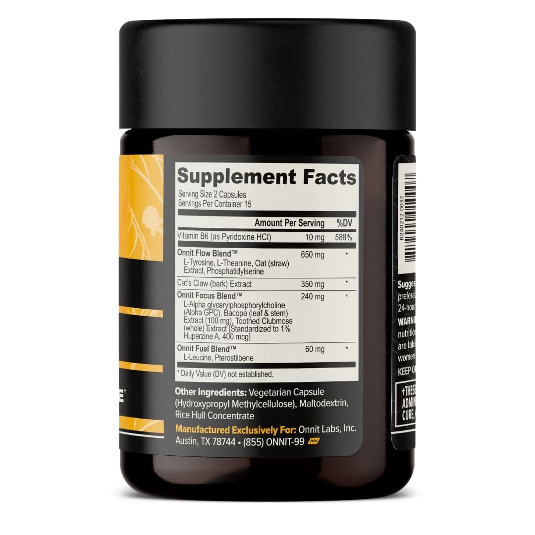 ONNIT Alpha Brain Nootropic Capsules for Men & Women, IGEN Non-GMO Tested Memory, Focus & Mental Clarity, with L-Theanine and Vitamin B6, 30 Count Each, Pack of 3 (90 Capsules) ONNITBuy Supplements Australia