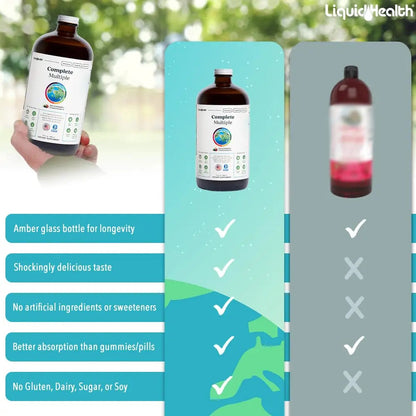 LIQUIDHEALTH Complete Multiple Adult Liquid Multivitamin - Essential Vitamins, Minerals & Nutrients, Immune Support, Gut Health, Energy, Detox LIQUIDHEALTH