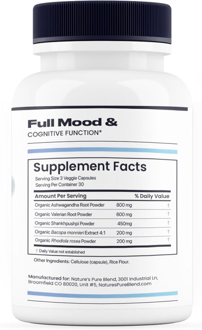 Nature's Pure Blend Ashwagandha Supplements – Organic Ashwagandha Root & Extract for Women and Men – Stress Relief, Sleep, and Mood Support – Athletic Performance & Focus Support – 60 Vegan Capsules Nature's Pure BlendBuy Supplements Australia