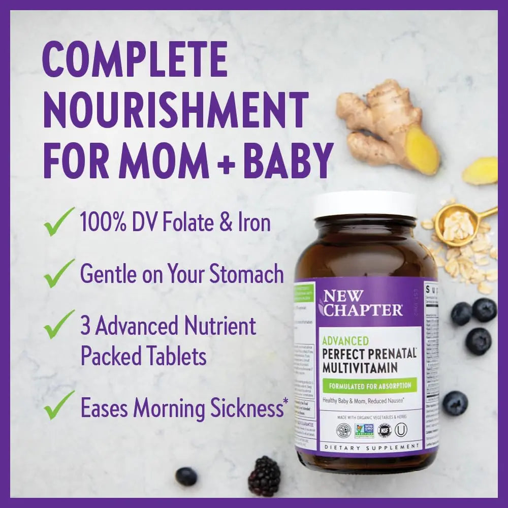 New Chapter Perfect Prenatal Vitamins, Organic Prenatal Vitamins, Non-GMO Ingredients for Healthy Baby & Mom - Folate (Methylfolate), Iron, Vitamin D3 New ChapterBuy Supplements Australia