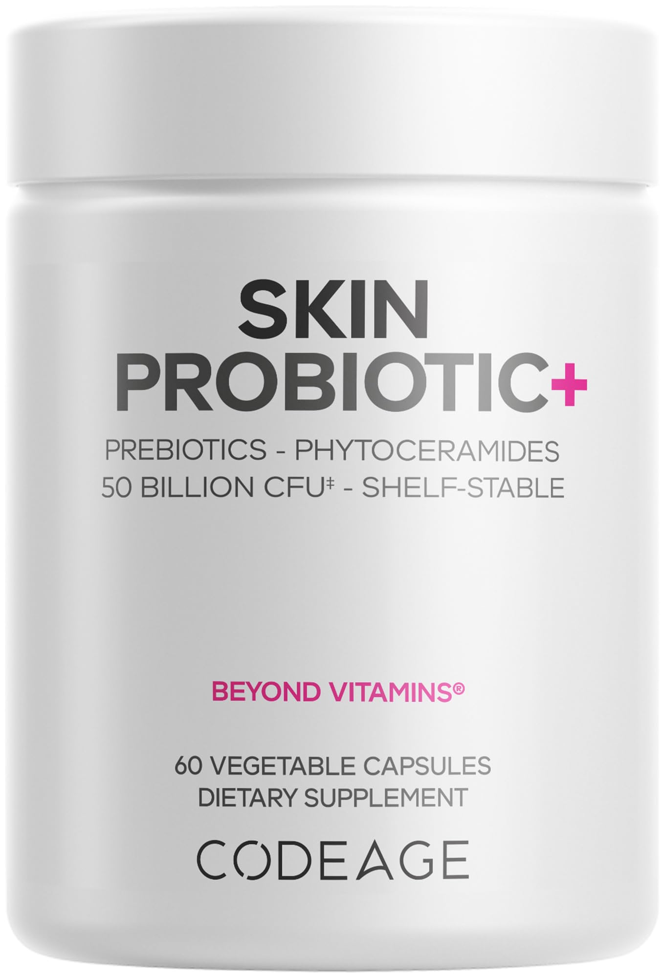 Codeage Skin Probiotics + Prebiotics - Skin Care Routine Supplement - 50 Billion CFU - Ayurvedic Botanical Herbs - Face Probiotics - Shelf Stable Cleanser, Non-GMO, Vegan - 60 Capsules CodeageBuy Supplements Australia