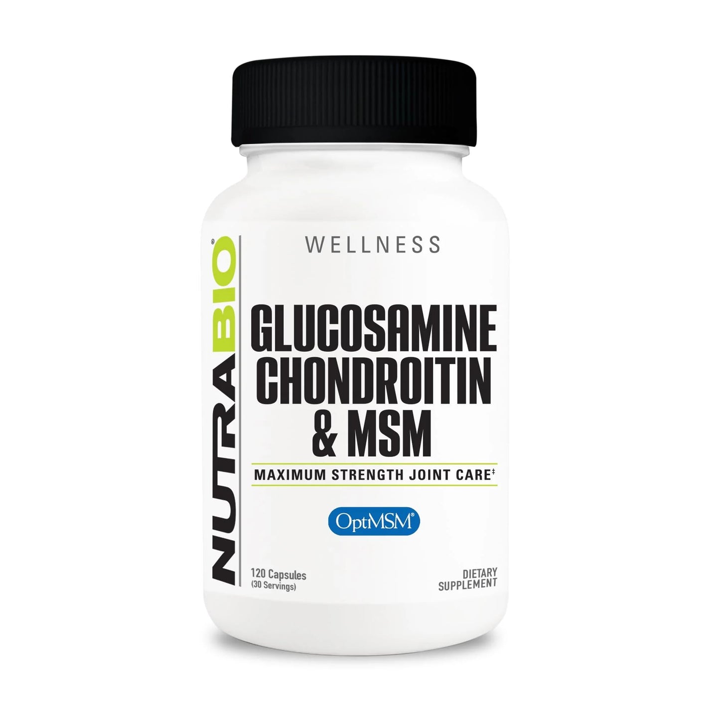 NutraBio Glucosamine Chondroitin & OptiMSM Supplement, Joint Support Formula - 120 Capsules (120 Count) NutraBioBuy Supplements Australia