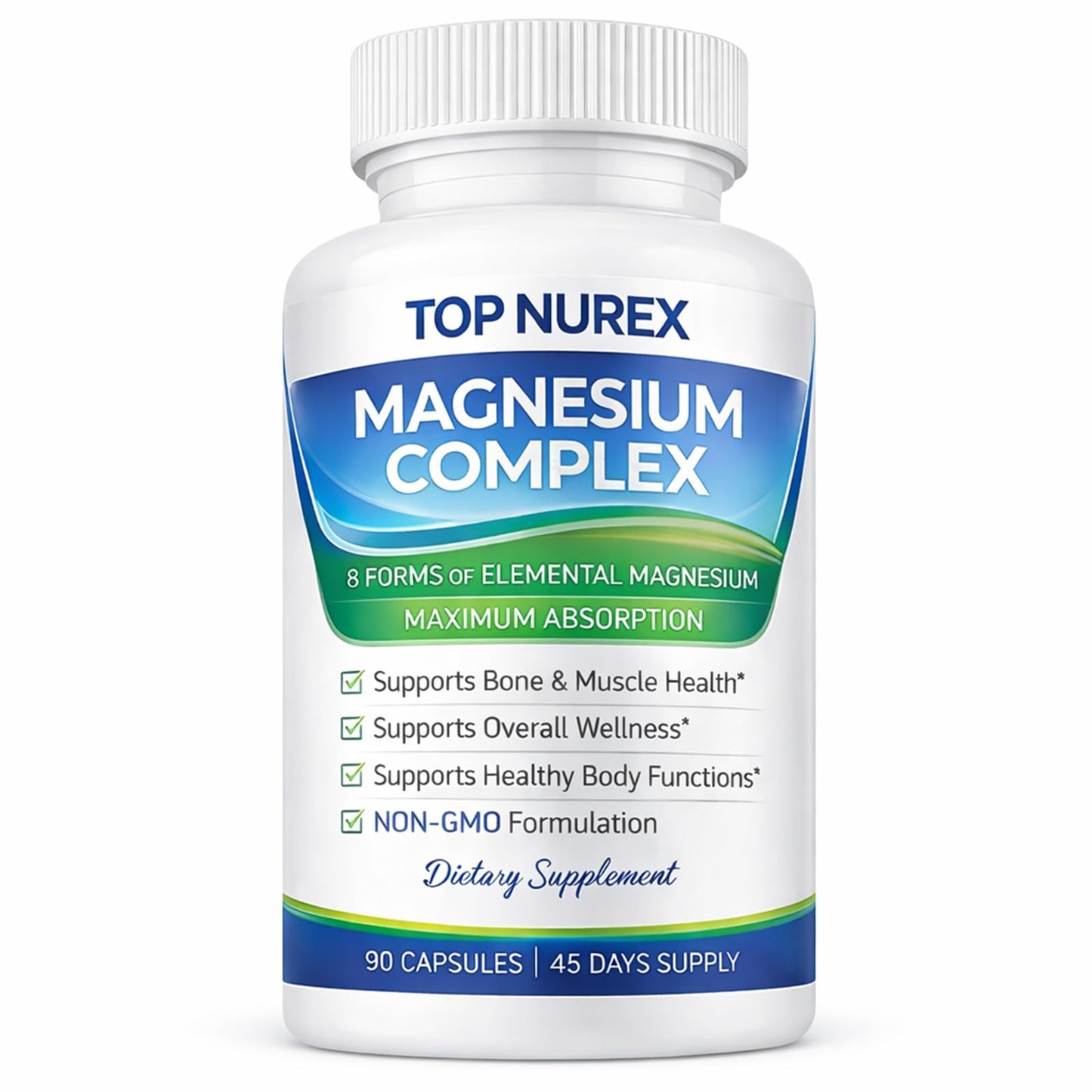 Top Nurex Magnesium Complex 1000 mg, 8-Source Magnesium Blend with Glycinate, Citrate, Malate & Taurate, Vegan Formula, Non-GMO, 90 Capsules Top NurexBuy Supplements Australia