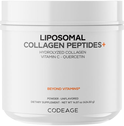 Codeage Liposomal Collagen Peptides Powder + Vitamin C & Quercetin, Phospholipid Complex, Grass-Fed Pasture-Raised Hydrolyzed Collagen Type I & III Supplement All-in-One, Non-GMO, 14.97 oz CodeageBuy Supplements Australia