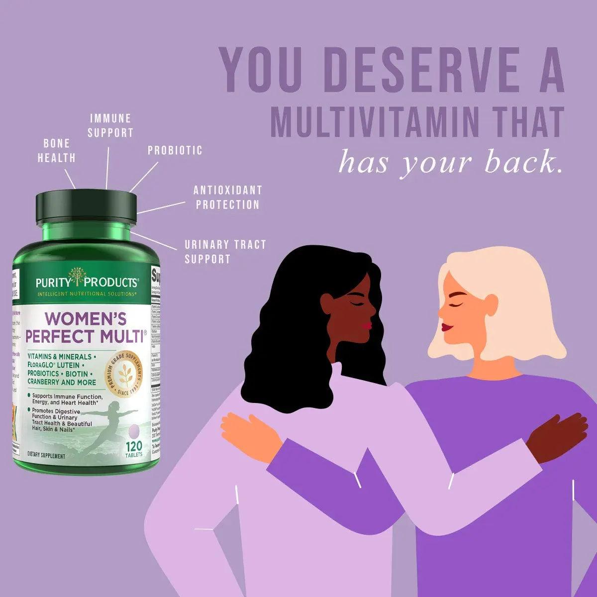 Purity Products Women’s Perfect Multi Balanced Multivitamin - Supports Urinary Tract Health, Immune, Bone + Muscle, Hair, Skin, Nails Purity Products