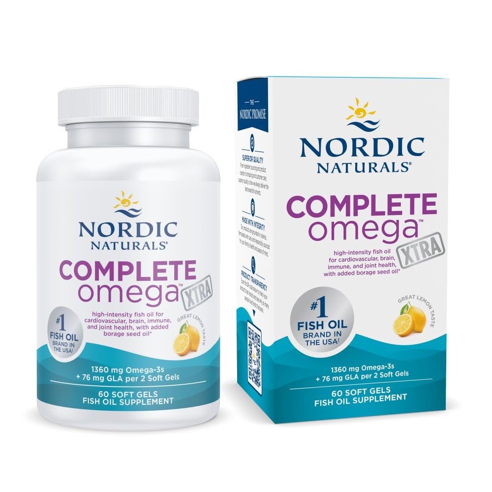 Nordic Naturals Complete Omega Xtra, Lemon - 60 Soft Gels - 1360 mg Omega-3 + 76 mg GLA - Healthy Skin - Cognition - Non-GMO - 30 Servings Nordic NaturalsBuy Supplements Australia