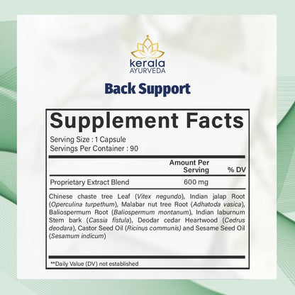 Kerala Ayurveda Back Support Herbal Capsules - Eases Occasional Discomfort of Lower Back & Supports Normal Movement of Spine, 90 Count Kerala AyurvedaBuy Supplements Australia