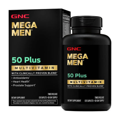 GNC Mega Men 50 Plus Multivitamin | Antioxidants | Heart Health | Prostate and Circulatory Support | 120 Count GNCBuy Supplements Australia