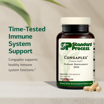 Standard Process Inc. Congaplex - Thymus Gland Support Supplement - Immune Health with Calcium Lactate, Magnesium, Vitamin C & Vitamin A - Immune System Aid with Mushroom Powder - 150 Capsules Standard Process Inc.Buy Supplements Australia