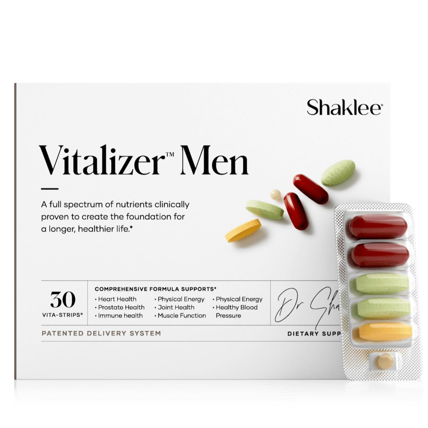 Shaklee - Vitalizer™ Men - Advanced Nutrition Vita-Strips® with Vitamins, Minerals, Omega-3s, Probiotics & More for Heart, Joint, Immune, Bone, Digestive Health & Physical Energy - 30 Vita-Strips® ShakleeBuy Supplements Australia