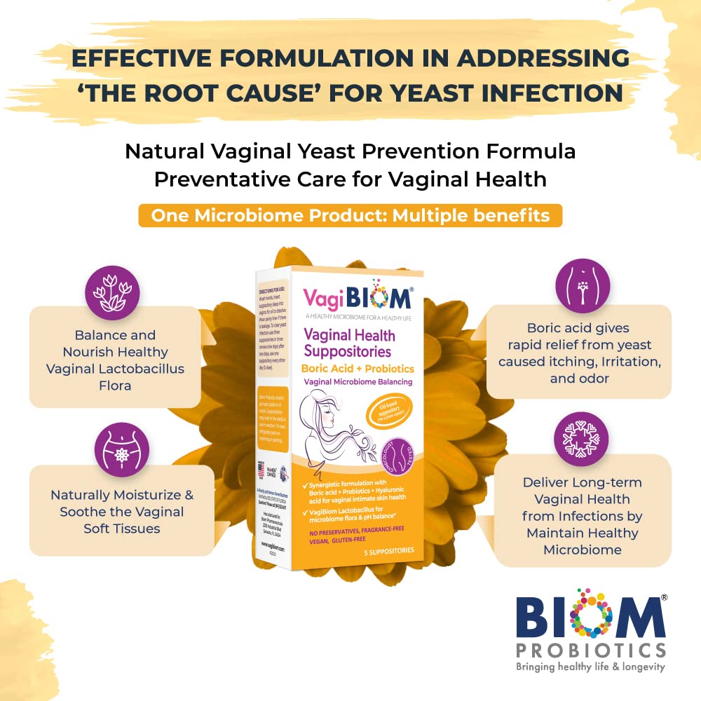 VagiBiom Boric Acid Suppositories with Lactobacillus: Microbiome Flora Balance; Balance and Nourishes VagiBiomBuy Supplements Australia