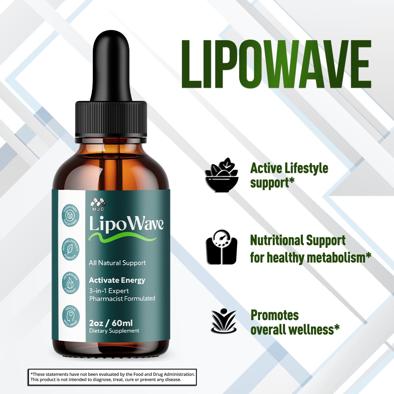 Lipowave Drops, Official LipoWave Drops with All Natural Ingredients, Advanced Overall Health and Wellness Vitamin Supplement Premium Formula for Maximum Strength Multivitamin Support (30 Servings) MJOBuy Supplements Australia