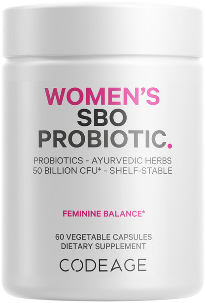 Codeage Women’s Probiotics Supplement - 50 Billion CFUs - SBO Probiotics & Prebiotics - Cranberries - Feminine Health - Fermented Botanical Blend, Whole Food Supplement - Vegan, Non-GMO - 60 Capsules CodeageBuy Supplements Australia