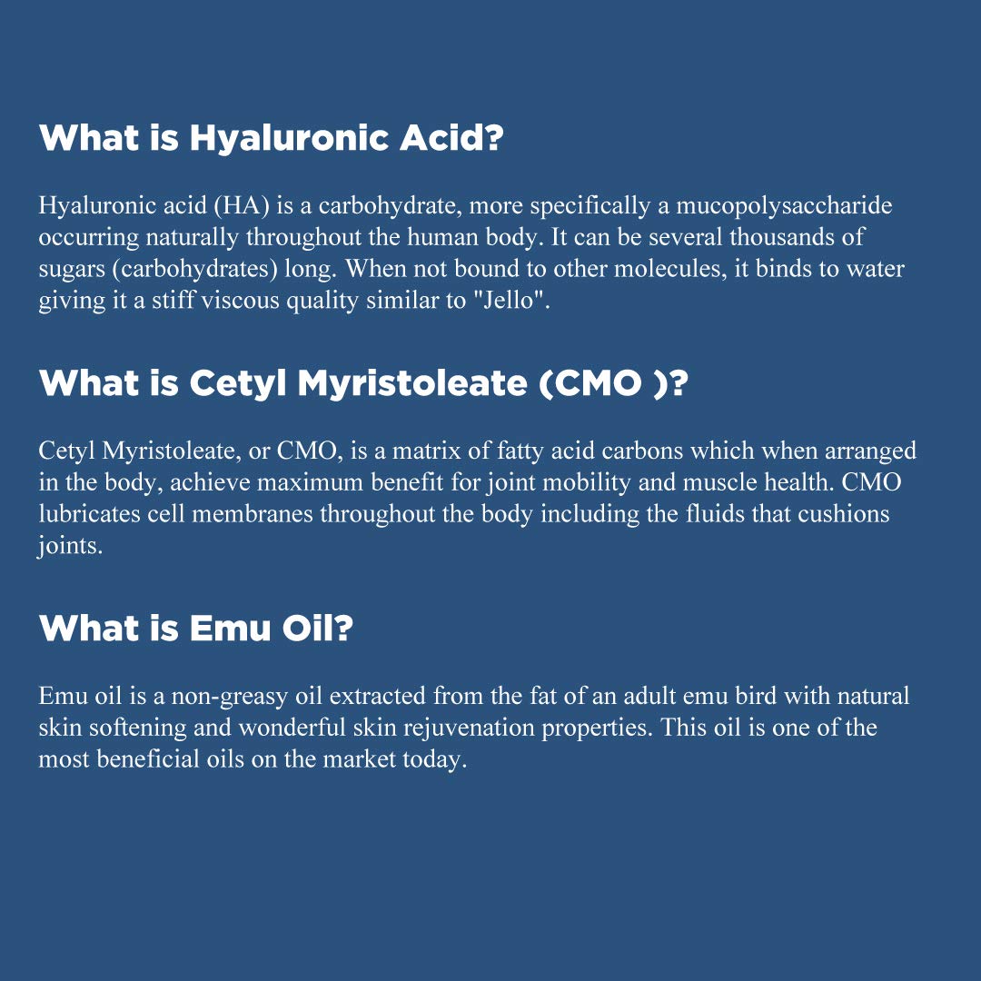 HylaRub HA Joint & Muscle Cream – Hyaluronic Acid Muscle Rub w/Emu Oil & CMO – Non Greasy, Soothes, Moisturizes & Maintains Shoulders, Knees, Back, HIPS & More 6 oz. by Hyalogic HyalogicBuy Supplements Australia