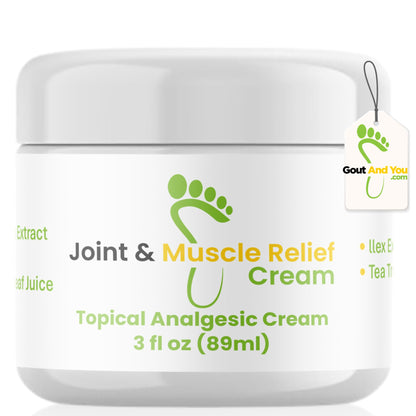 Gout and You Joint & Muscle Relief Cream - Fast Acting Joint Discomfort and Muscle Ache Relieving Rub with Arnica/Ilex Leaf Extract, Aloe Vera and Tea Tree Oil Gout and YouBuy Supplements Australia