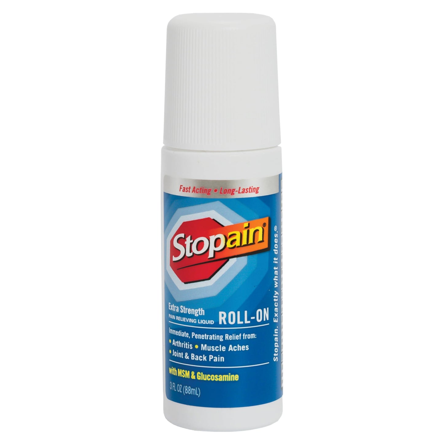 Stopain Pain Relief Roll On Gel 3oz, USA Made, Max Strength Fast Acting with MSM, Glucosamine, Menthol for Arthritis, Lower Back, Knee, Neck, HSA FSA Approved OTC Topical Analgesic Products StopainBuy Supplements Australia