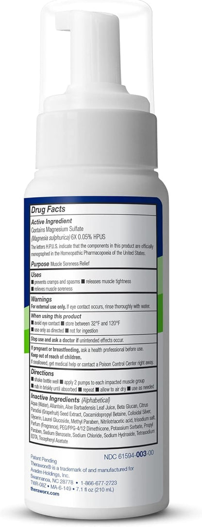 Theraworx Relief for Muscle Cramps Foam Fast-Acting Muscle Spasm, Leg Soreness with Magnesium Sulfate - 7.1 oz - 2 Count TheraworxBuy Supplements Australia