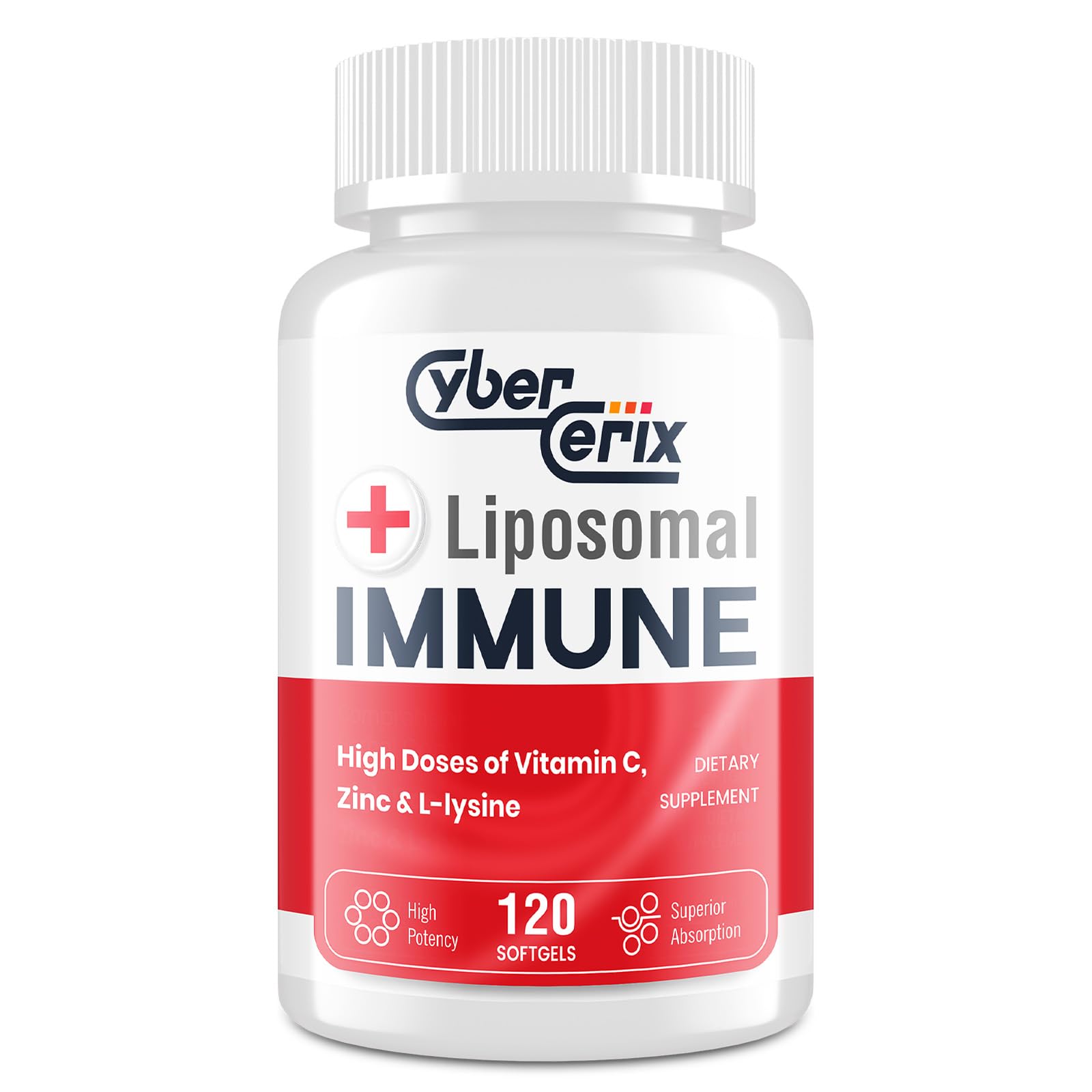 CyberCerix Advanced Liposomal Immune Supplement, Complex with L-Lysine 1,500mg, Vitamins, Minerals & Herbal Extracts, Comprehensive Daily Wellness Blend for Men & Women - 120 Capsules CyberCerixBuy Supplements Australia