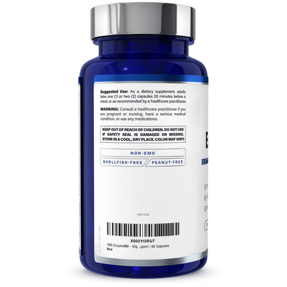 1MD Nutrition EnzymeMD - Digestive Enzymes Supplement - Doctor Formulated | 18 Plant-Based Enzymes - Gas & Bloating Support | 60 Capsules