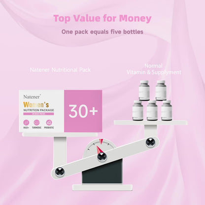 Natener 6 in 1 Women Vaginal Probiotics, 80B CFU Lactobacillus + 800mg Omega-3 + 250mg NAD+ + 179.5mg Vitamin C Promote Healthy Vaginal Odor & Vaginal Flora LLVYUOBuy Supplements Australia