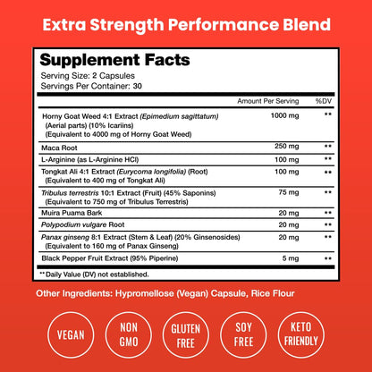 NutraChamps Horny Goat Weed, 1000mg Epimedium Energy Supplement, 10X Strength Icariin, Ginseng, Tribulus & Maca Pills for Women & Men, Enhanced Absorption with Black Pepper, 60 Vegan Capsules NutraChampsBuy Supplements Australia