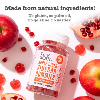 Apple Cider Vinegar Gummies with The Mother 1000mg Enhanced with Vitamin B12 & Folic Free SoulBuy Supplements Australia