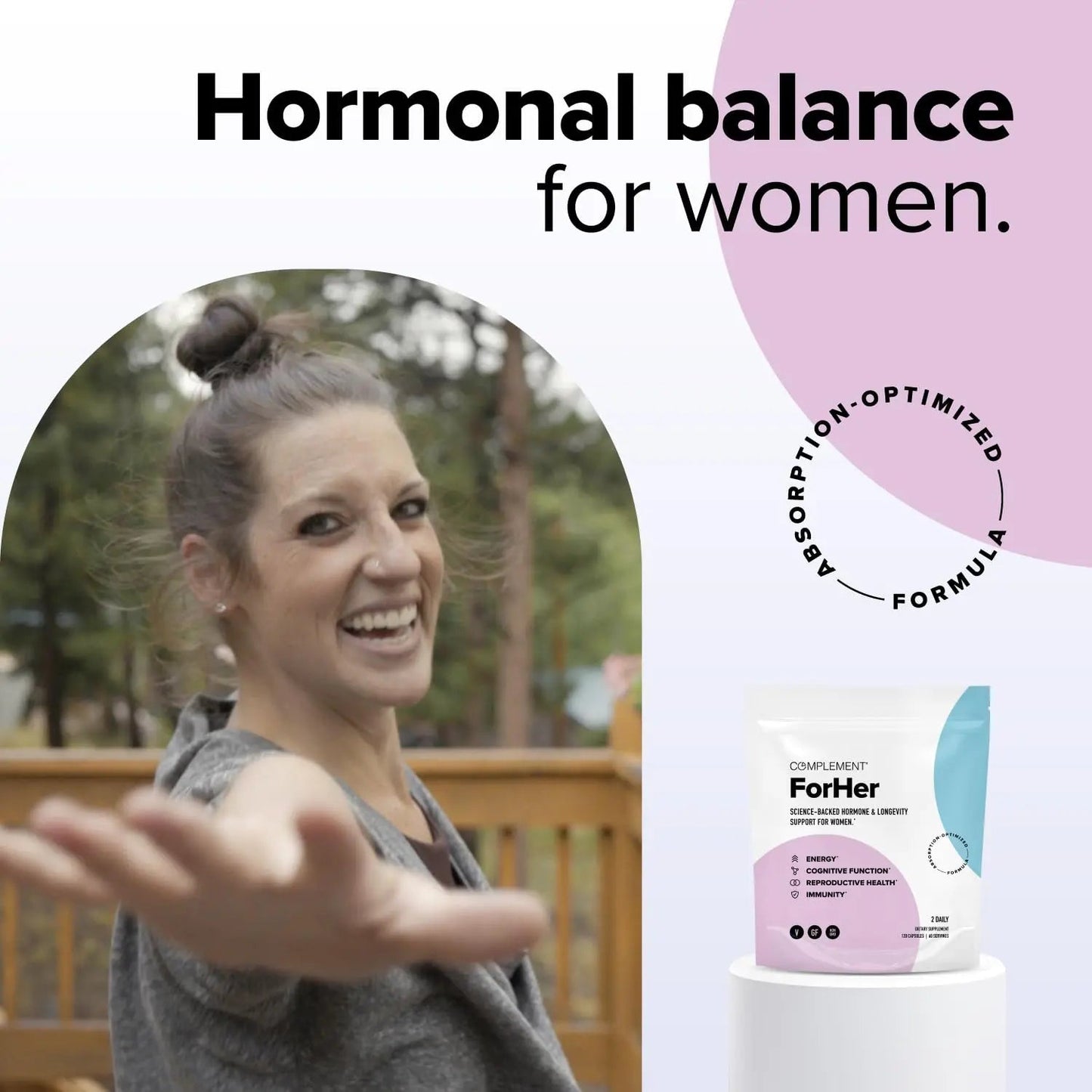 Complement ForHer Multivitamin - Hormone Balance for Women (60 Servings) Inositol Supplement, Longevity Support- B9, Iron - 120 Capsules ComplementBuy Supplements Australia