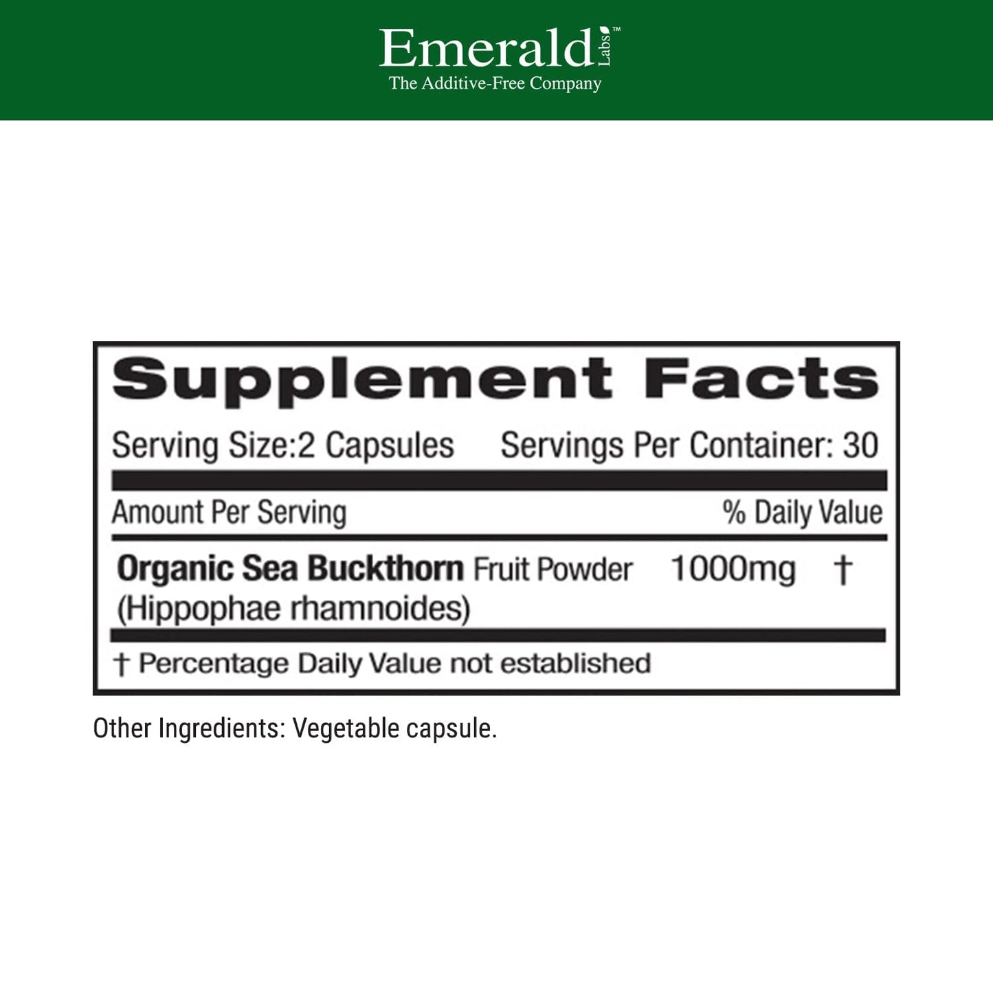EMERALD LABS Sea Buckthorn - Dietary Supplement with Vitamins C, E & Omega 7 - Supports Adrenal, Energy, Skin & Immune Health - 60 Vegetable Capsules (30-Day Supply) EMERALD LABSBuy Supplements Australia