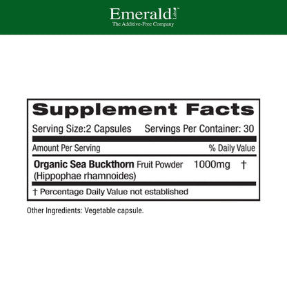 EMERALD LABS Sea Buckthorn - Dietary Supplement with Vitamins C, E & Omega 7 - Supports Adrenal, Energy, Skin & Immune Health - 60 Vegetable Capsules (30-Day Supply) EMERALD LABSBuy Supplements Australia