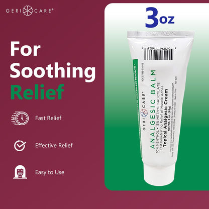 GeriCare Topical Analgesic Cream, Menthol 10%, Methyl Salicylate 15%, Fast Absorption, Pain Relief of Minor Muscle Aches, Body Stiffness, Joint Pain & Soreness, 3 Ounce (Pack of 1) GeriCareBuy Supplements Australia