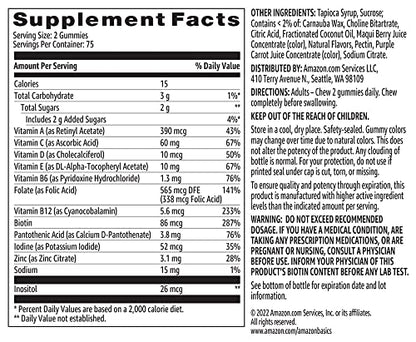 Amazon Basics Adult Multivitamin Gummies, Mixed Berry & Cherry, 150 Gummies, 75-Day Supply, Pack of 1 (Previously Solimo) Amazon BasicsBuy Supplements Australia