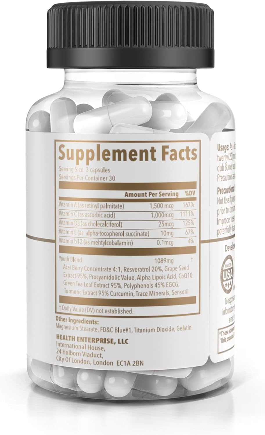 Dub Nutrition Youth - Formula with Acai, Resveratrol, Curcumin, Vitamins A, C, D, E, B12, and CoQ10 - Supports Immunity and Mobility - 90 Capsules Dub NutritionBuy Supplements Australia