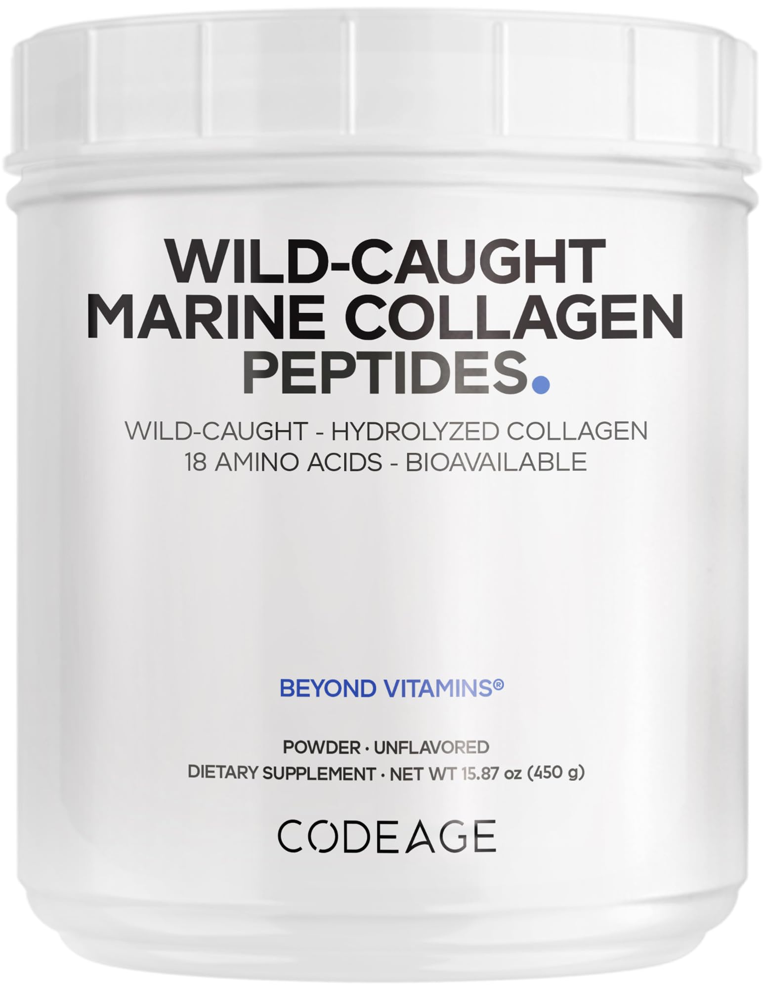 Codeage Marine Collagen Powder - Wild-Caught Hydrolyzed Fish Collagen Peptides - Type 1 & 3 Collagen Protein Supplement - Amino Acids for Skin, Hair, Nails - Paleo Friendly, Non-GMO, 15.87 Ounces CodeageBuy Supplements Australia