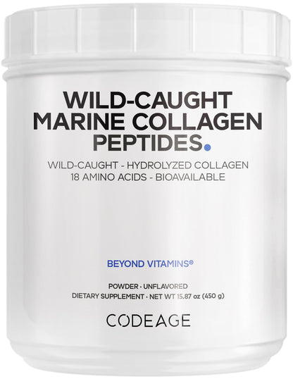 Codeage Marine Collagen Powder - Wild-Caught Hydrolyzed Fish Collagen Peptides - Type 1 & 3 Collagen Protein Supplement - Amino Acids for Skin, Hair, Nails - Paleo Friendly, Non-GMO, 15.87 Ounces CodeageBuy Supplements Australia