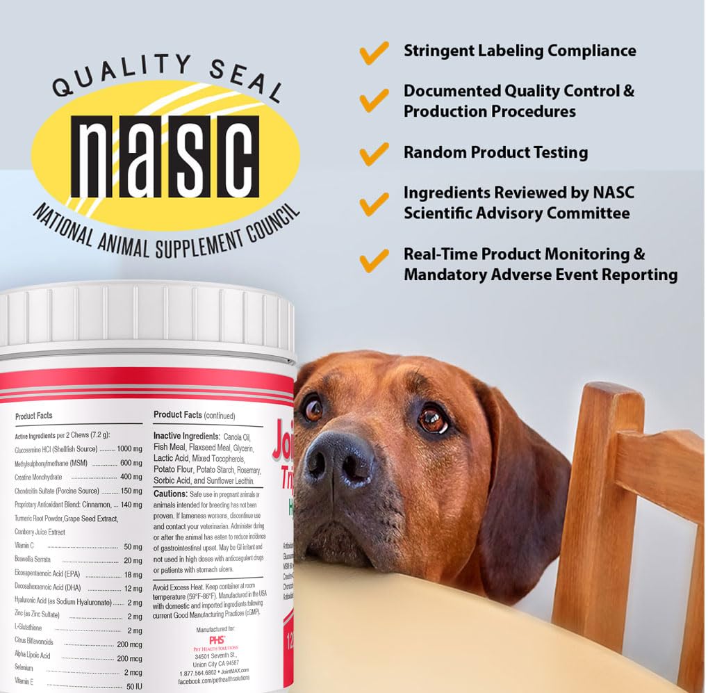 Joint MAX Triple Strength Hypo-Allergenic Soft Chews for Dogs - Hip and Joint Support Supplement with Glucosamine, Chondroitin, & MSM - Made in The USA - 120 Soft Chews Joint MaxBuy Supplements Australia