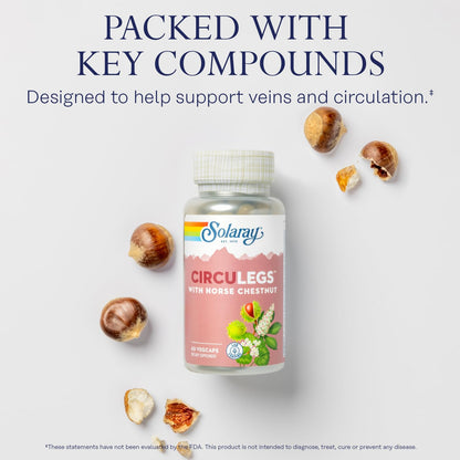 SOLARAY Circulegs - Herbal Supplements for Wellness Support w/Horse Chestnut Extract and Vitamin C, Plus Gotu Kola, Flavonoids, Hesperidin Blend - Vegan, Gluten Free, 60-Day Guarantee - 30 Servings SOLARAYBuy Supplements Australia