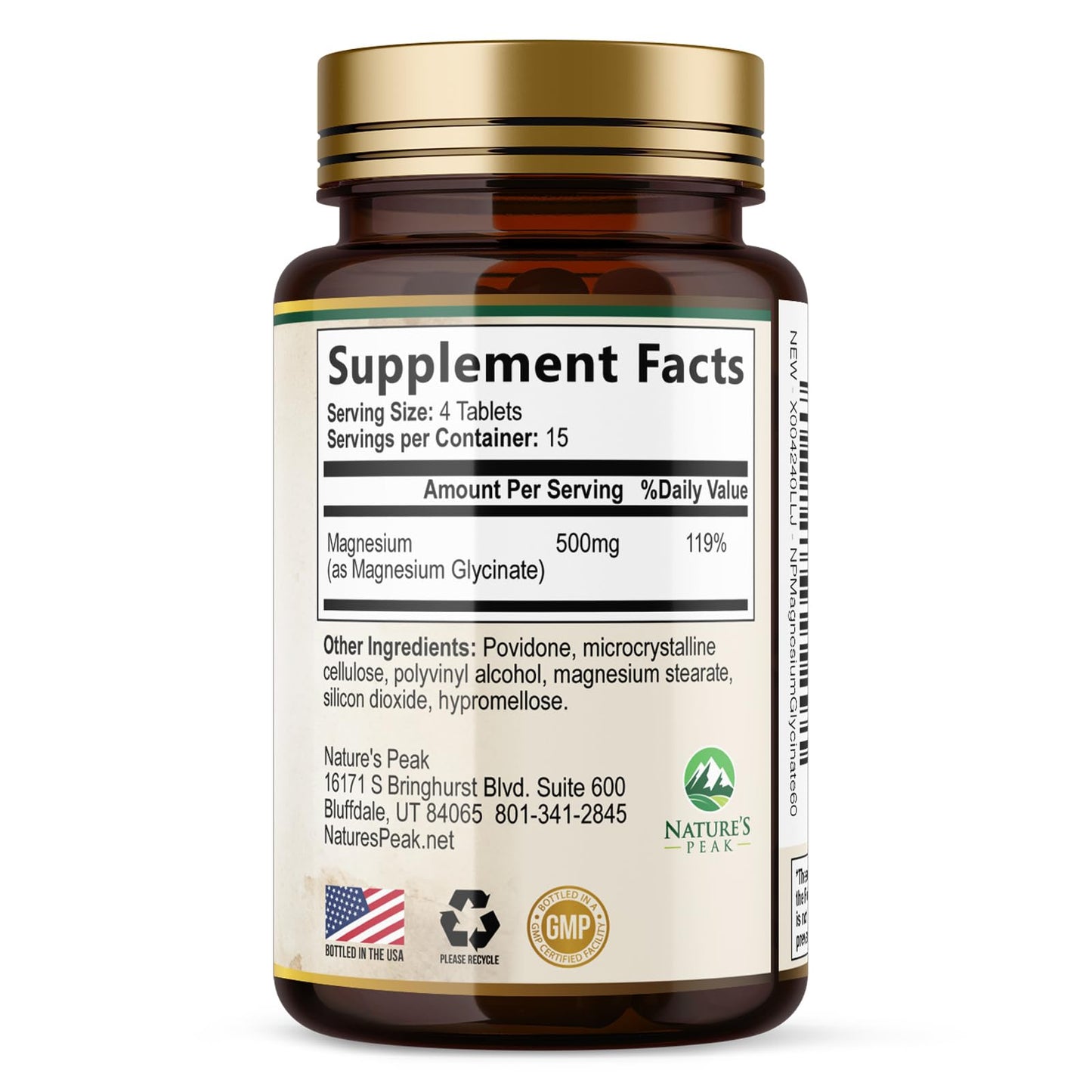 Magnesium Glycinate 500mg Per Serving - High Absorption Chelated Magnesium Supplement for Muscle, Bone and Heart Health Support - Easy Digestion & Gentle on Your Stomach - USA Bottled - 60 Tablets Nature's PeakBuy Supplements Australia