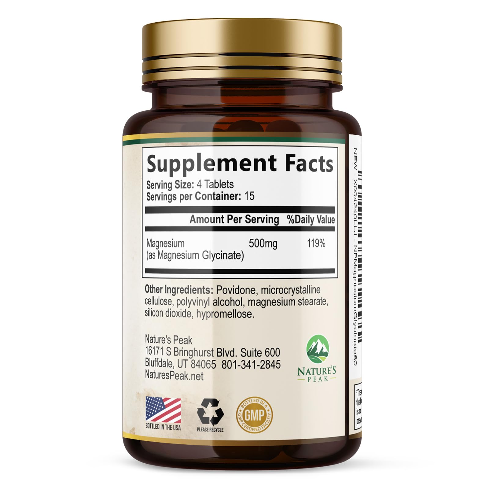 Magnesium Glycinate 500mg Per Serving - High Absorption Chelated Magnesium Supplement for Muscle, Bone and Heart Health Support - Easy Digestion & Gentle on Your Stomach - USA Bottled - 60 Tablets Nature's PeakBuy Supplements Australia
