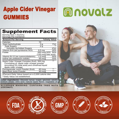 NOVALZ Apple Cider Vinegar Gummies for Weight Control, Detox, & Cleanse, 500mcg ACV NOVALZBuy Supplements Australia