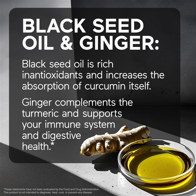 SMARTERNUTRITION Curcumin Softgels - Vegan High Absorption 400 mg Turmeric Supplement + Black Seed Oil & Ginger - 95% Tetrahydrocurcuminoids Non-GMO, USA Manufactured - 60 Ct[30 Servings] SMARTERNUTRITIONBuy Supplements Australia