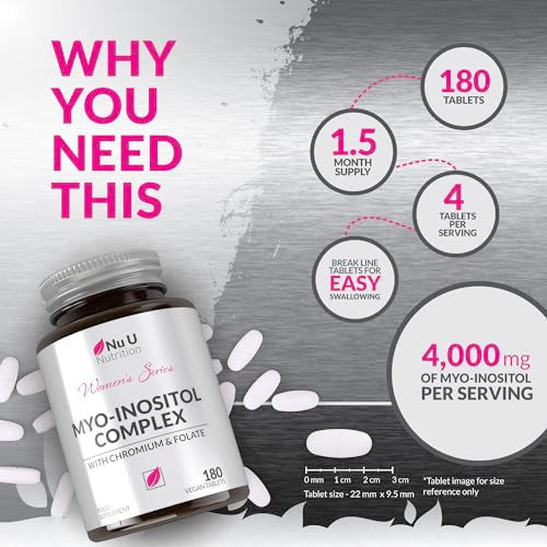 Myo-Inositol Complex 4000mg - 180 Vegan Tablets, 6 Weeks Supply - with 200ug Folate Nu U NutritionBuy Supplements Australia