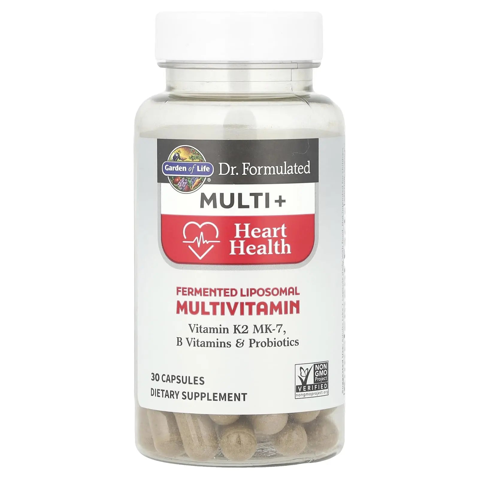 Garden of Life Dr. Formulated Multi+ Heart Health - Fermented Liposomal Multivitamin + Vitamin K2 MK-7, B Vitamins & Probiotics Garden of Life