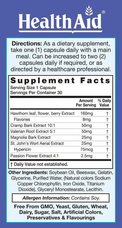 RelaxEase, Herbal Blend to Support Harmony and Tranquility, Once Daily, 30 ct, Helps Promote Health and Relaxation HealthAidBuy Supplements Australia