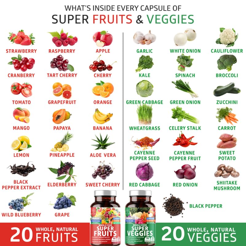 4-Pack N1N Premium Super Fruits & Veggies Supplement, 360 Caps, Whole Food & Natural Superfood for Women, Men & Kids - Packed with Aloe Vera, Vitamins & Minerals, Better Than Multivitamins,100% Vegan Number One NutritionBuy Supplements Australia