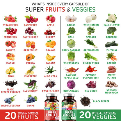 4-Pack N1N Premium Super Fruits & Veggies Supplement, 360 Caps, Whole Food & Natural Superfood for Women, Men & Kids - Packed with Aloe Vera, Vitamins & Minerals, Better Than Multivitamins,100% Vegan Number One NutritionBuy Supplements Australia