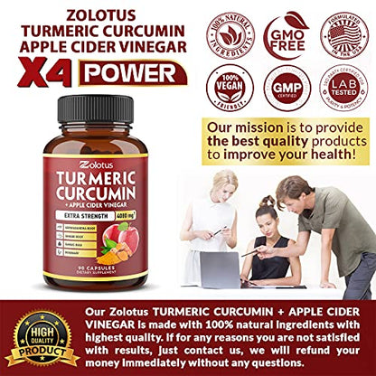7 in 1 Turmeric Curcumin + Apple Cider Vinegar Capsules, Equivalent to 4080mg ZolotusBuy Supplements Australia