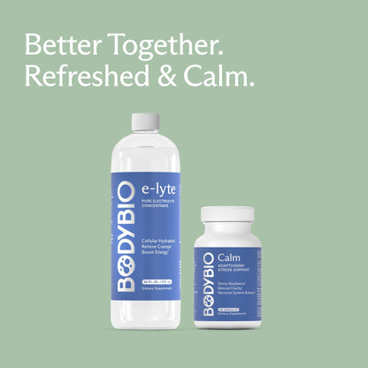 BodyBio Calm - Natural Stress Relief Blend with Rhodiola, Glycine & Phosphatidylserine - Supports Relaxation, Mental Focus & Balanced Cortisol - Non - Drowsy Formula BodyBioBuy Supplements Australia