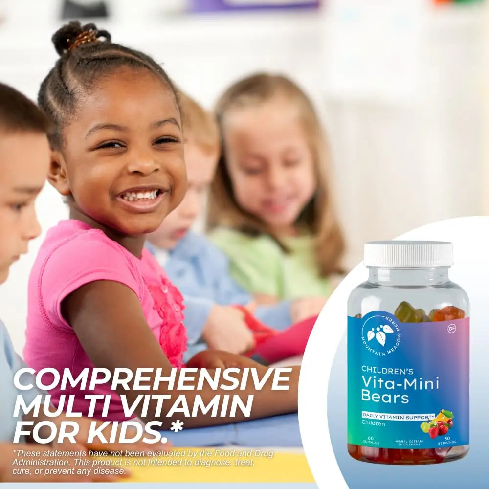 Mountain Meadow Herbs Vita-Mini Bears for Children | Multivitamin with Biotin, Folic & Pantothenic Acid, Iodin, Zinc | Mountain Meadow HerbsBuy Supplements Australia
